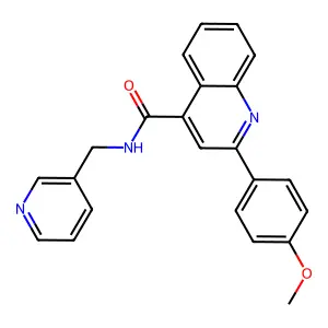 2-(4-methoxyphenyl)-N-(pyridin-3-ylmethyl)quinoline-4-carboxamide structure