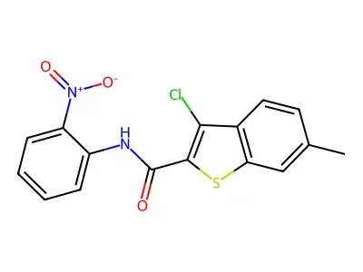 3-chloro-6-methyl-N-(2-nitrophenyl)-1-benzothiophene-2-carboxamide structure