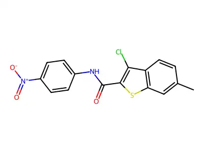 3-chloro-6-methyl-N-(4-nitrophenyl)-1-benzothiophene-2-carboxamide structure