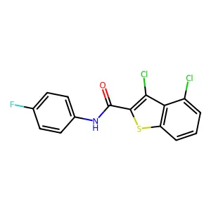 3,4-dichloro-N-(4-fluorophenyl)-1-benzothiophene-2-carboxamide structure