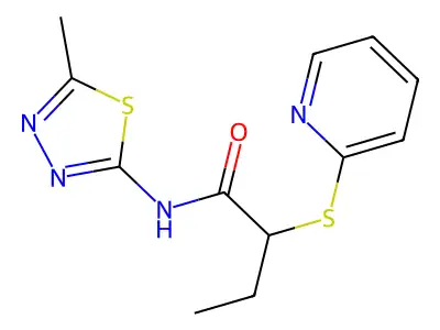 N-(5-methyl-1,3,4-thiadiazol-2-yl)-2-pyridin-2-ylsulfanylbutanamide structure