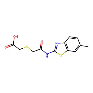 [(6-methyl-benzothiazol-2-ylcarbamoyl)-methyl-sulfanyl]-acetic acid structure