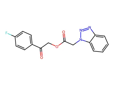2-(4-fluorophenyl)-2-oxoethyl 1H-benzotriazol-1-ylacetate structure