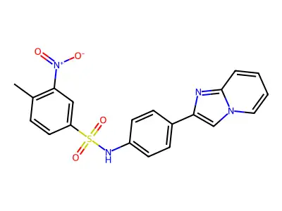N-(4-(imidazo[1,2-a]pyridin-2-yl)phenyl)-4-methyl-3-nitrobenzenesulfonamide structure