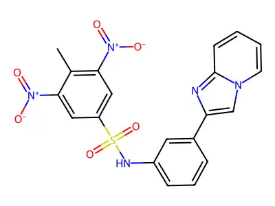N-(3-imidazo[1,2-a]pyridin-2-ylphenyl)-4-methyl-3,5-dinitrobenzenesulfonamide structure