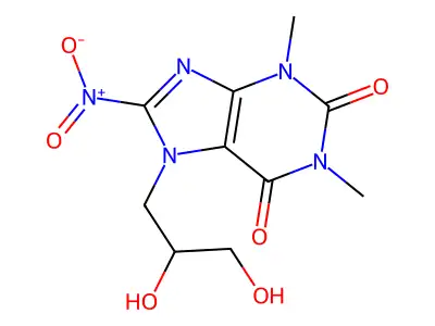 7-(2,3-Dihydroxypropyl)-1,3-dimethyl-8-nitro-3,7-dihydro-1H-purine-2,6-dione structure