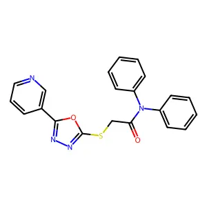 N,N-Diphenyl-2-((5-(pyridin-3-yl)-1,3,4-oxadiazol-2-yl)thio)acetamide structure