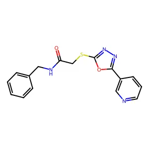 N-benzyl-2-{[5-(pyridin-3-yl)-1,3,4-oxadiazol-2-yl]sulfanyl}acetamide structure