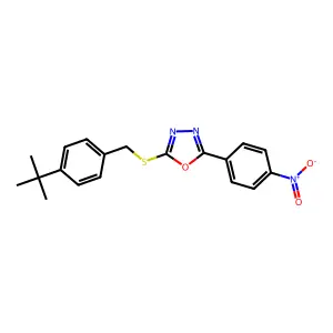 2-((4-(tert-Butyl)benzyl)thio)-5-(4-nitrophenyl)-1,3,4-oxadiazole structure