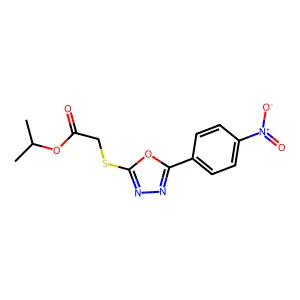 Propan-2-yl {[5-(4-nitrophenyl)-1,3,4-oxadiazol-2-yl]sulfanyl}acetate structure