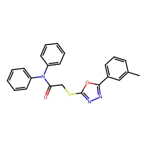 N,N-Diphenyl-2-((5-(m-tolyl)-1,3,4-oxadiazol-2-yl)thio)acetamide structure