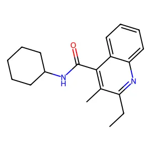 N-cyclohexyl-2-ethyl-3-methylquinoline-4-carboxamide structure