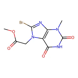 Methyl (8-bromo-3-methyl-2,6-dioxo-1,2,3,6-tetrahydro-7H-purin-7-YL)acetate structure