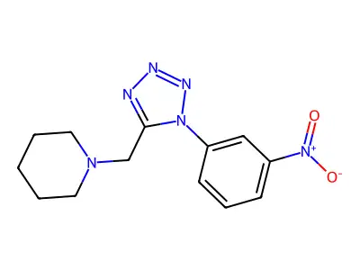 1-[1-(3-Nitro-phenyl)-1H-tetrazol-5-ylmethyl]-piperidine structure