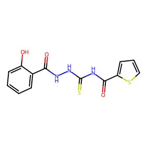 N-[[(2-hydroxybenzoyl)amino]carbamothioyl]thiophene-2-carboxamide structure