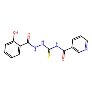 N-[[(2-hydroxybenzoyl)amino]carbamothioyl]pyridine-3-carboxamide structure