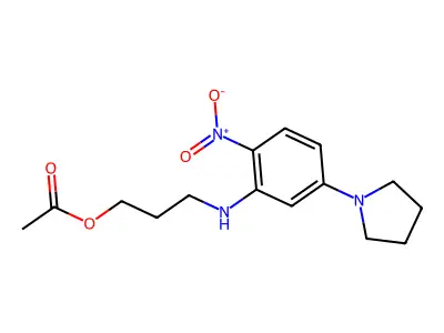 3-((2-Nitro-5-(pyrrolidin-1-yl)phenyl)amino)propyl acetate structure