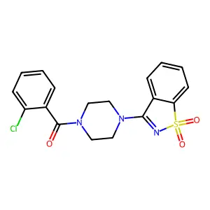 3-{4-[(2-Chlorophenyl)carbonyl]piperazin-1-yl}-1,2-benzisothiazole 1,1-dioxide structure