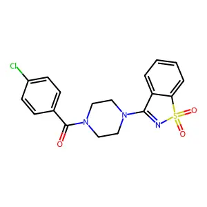 (4-Chlorophenyl)-[4-(1,1-dioxo-1,2-benzothiazol-3-yl)piperazin-1-yl]methanone structure
