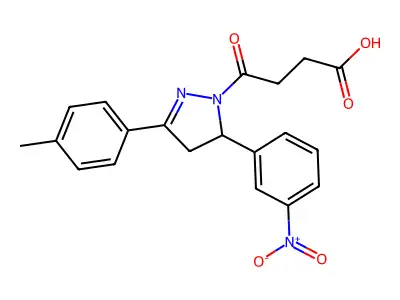 4-(5-(3-nitrophenyl)-3-(p-tolyl)-4,5-dihydro-1H-pyrazol-1-yl)-4-oxobutanoic acid structure