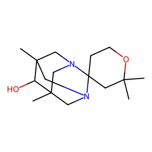 (5s,7s)-2',2',5,7-tetramethyltetrahydrospiro[1,3-diazatricyclo[3.3.1.1~3,7~]decane-2,4'-pyran]-6-ol structure