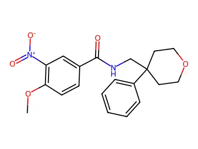 4-methoxy-3-nitro-N-[(4-phenyloxan-4-yl)methyl]benzamide structure