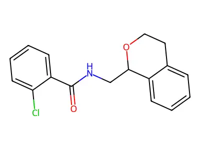 2-chloro-N-(3,4-dihydro-1H-isochromen-1-ylmethyl)benzamide structure