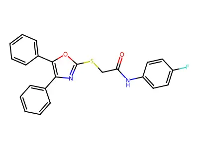 2-[(4,5-diphenyl-1,3-oxazol-2-yl)sulfanyl]-N-(4-fluorophenyl)acetamide structure