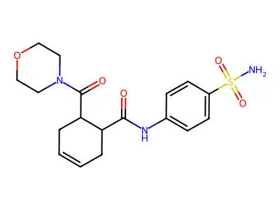 6-(morpholine-4-carbonyl)-N-(4-sulfamoylphenyl)cyclohex-3-ene-1-carboxamide structure