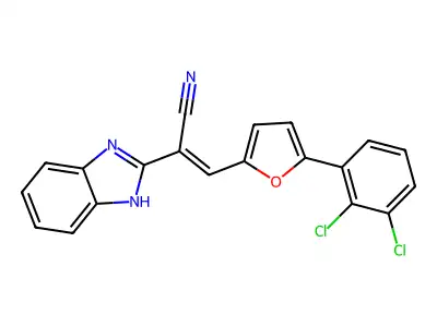 2-(1H-benzimidazol-2-yl)-3-[5-(2,3-dichlorophenyl)-2-furyl]acrylonitrile structure