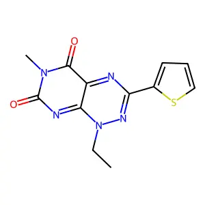 1-Ethyl-6-methyl-3-thiophen-2-yl-1H-pyrimido[5,4-e][1,2,4]triazine-5,7-dione structure