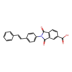 (E)-1,3-dioxo-2-(4-styrylphenyl)isoindoline-5-carboxylic acid structure