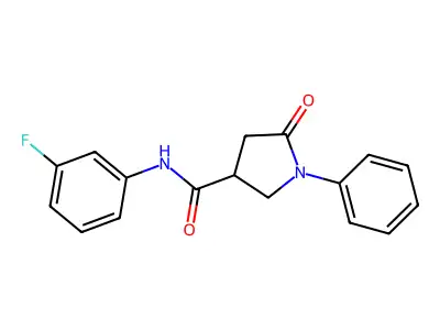 N-(3-fluorophenyl)-5-oxo-1-phenylpyrrolidine-3-carboxamide structure