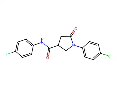 1-(4-chlorophenyl)-N-(4-fluorophenyl)-5-oxopyrrolidine-3-carboxamide structure