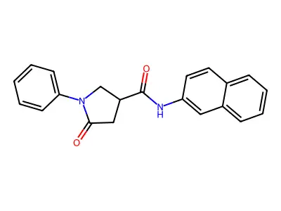 N-naphthalen-2-yl-5-oxo-1-phenylpyrrolidine-3-carboxamide structure