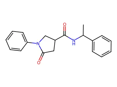 5-oxo-1-phenyl-N-(1-phenylethyl)-3-pyrrolidinecarboxamide structure