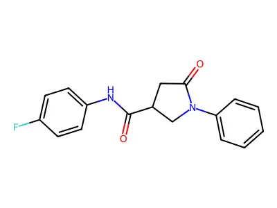 N-(4-fluorophenyl)-5-oxo-1-phenylpyrrolidine-3-carboxamide structure