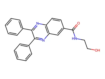 N-(2-hydroxyethyl)-2,3-diphenylquinoxaline-6-carboxamide structure