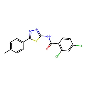 2,4-dichloro-N-[5-(4-methylphenyl)-1,3,4-thiadiazol-2-yl]benzamide structure