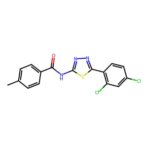 N-[5-(2,4-dichlorophenyl)-1,3,4-thiadiazol-2-yl]-4-methylbenzamide structure