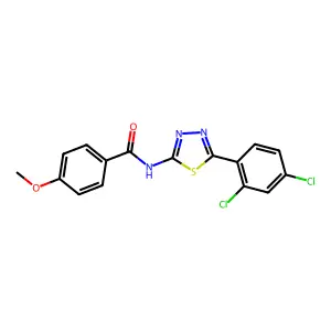 N-[5-(2,4-dichlorophenyl)-1,3,4-thiadiazol-2-yl]-4-methoxybenzamide structure