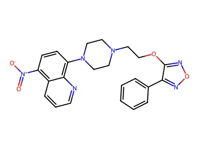 3-[2-[4-(5-Nitroquinolin-8-yl)piperazin-1-yl]ethoxy]-4-phenyl-1,2,5-oxadiazole structure