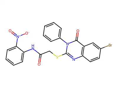 2-(6-bromo-4-oxo-3-phenylquinazolin-2-yl)sulfanyl-N-(2-nitrophenyl)acetamide structure