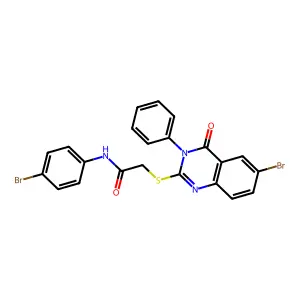 2-(6-bromo-4-oxo-3-phenylquinazolin-2-yl)sulfanyl-N-(4-bromophenyl)acetamide structure