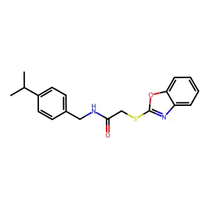 2-(1,3-benzoxazol-2-ylsulfanyl)-N-(4-isopropylbenzyl)acetamide structure