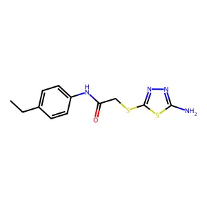 2-[(5-amino-1,3,4-thiadiazol-2-yl)sulfanyl]-N-(4-ethylphenyl)acetamide structure
