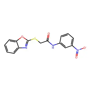 2-(1,3-benzoxazol-2-ylthio)-N-(3-nitrophenyl)acetamide structure