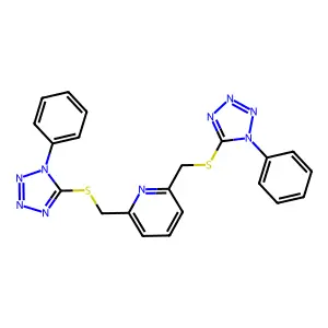 2,6-Bis-(1-phenyl-1H-tetrazol-5-ylsulfanylmethyl)-pyridine structure
