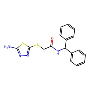 2-[(5-amino-1,3,4-thiadiazol-2-yl)thio]-N-(diphenylmethyl)acetamide structure