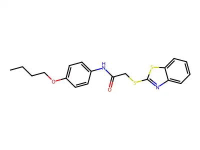 2-(1,3-benzothiazol-2-ylsulfanyl)-N-(4-butoxyphenyl)acetamide structure